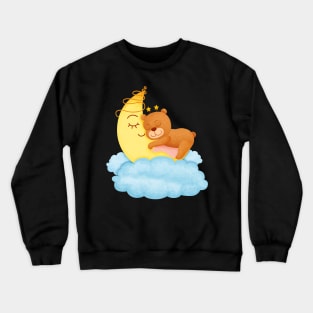 Cute Bear Sleeping on Moon Crewneck Sweatshirt